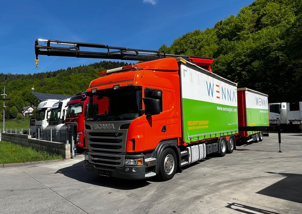 Scania G420 // Tandem // HDS Palfinger 18002 EH // Przyczepa // Oś skrętna podnoszona // Video !!! - Camion à rideaux coulissants, Remorque rideaux coulissants: photos 1 Scania G420 // Tandem // HDS Palfinger 18002 EH // Przyczepa // Oś skrętna podnoszona // Video !!! - Camion à rideaux coulissants, Remorque rideaux coulissants: photos 1