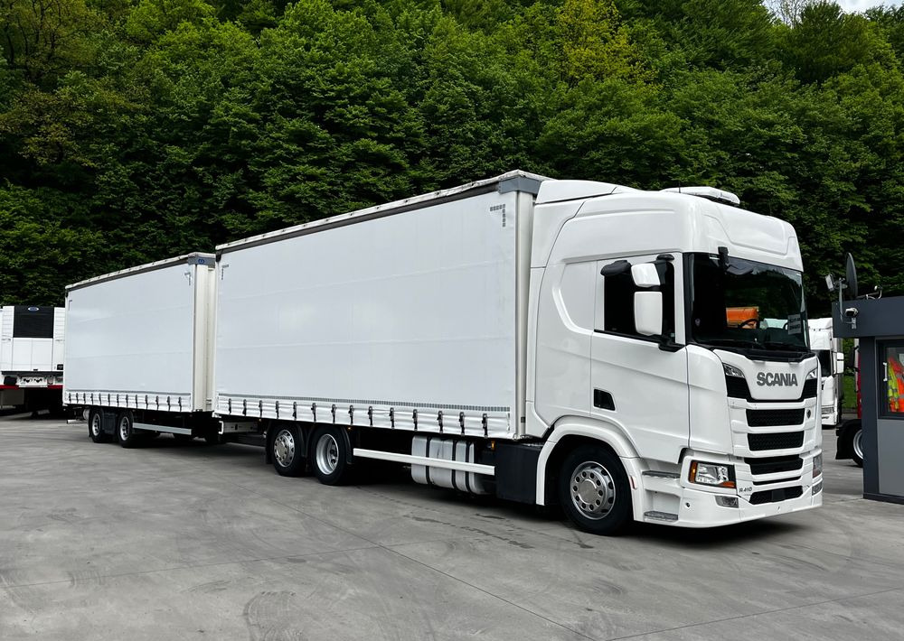 Scania R410 // 2018 // Retarder // Tandem 7.7+7.7 // Przyczepa Krone // Oś podnosozna // - Camion à rideaux coulissants: photos 1 Scania R410 // 2018 // Retarder // Tandem 7.7+7.7 // Przyczepa Krone // Oś podnosozna // - Camion à rideaux coulissants: photos 1