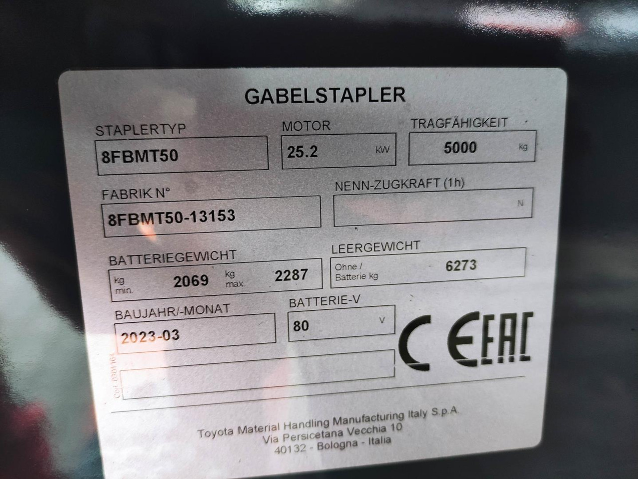 Toyota 8FBMT50 (NEU) - Chariot élévateur électrique: photos 1 Toyota 8FBMT50 (NEU) - Chariot élévateur électrique: photos 1