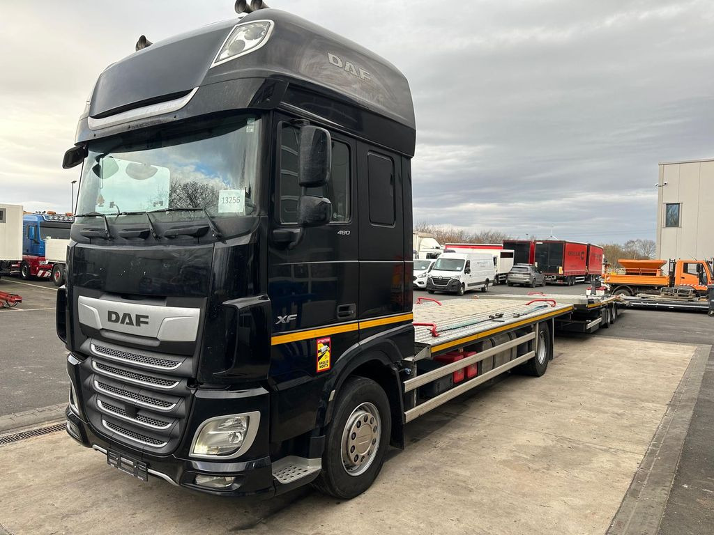 DAF 480FA*Flachzug*Aufstellbühne*VDI2700*Top! - Camion porte-voitures: photos 1 DAF 480FA*Flachzug*Aufstellbühne*VDI2700*Top! - Camion porte-voitures: photos 1