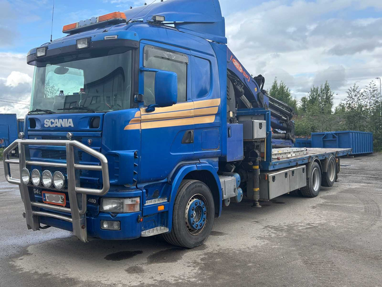 Truck Scania R 164 460 + crane PM 35.5 SP - Camion plateau, Camion grue: photos 1 Truck Scania R 164 460 + crane PM 35.5 SP - Camion plateau, Camion grue: photos 1