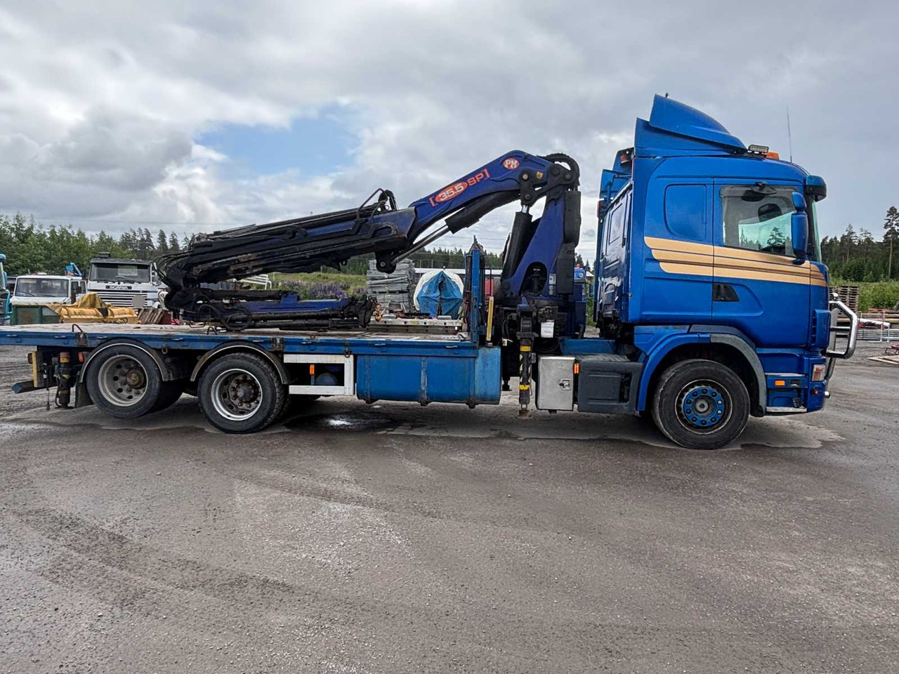 Truck Scania R 164 460 + crane PM 35.5 SP - Camion plateau, Camion grue: photos 4 Truck Scania R 164 460 + crane PM 35.5 SP - Camion plateau, Camion grue: photos 4