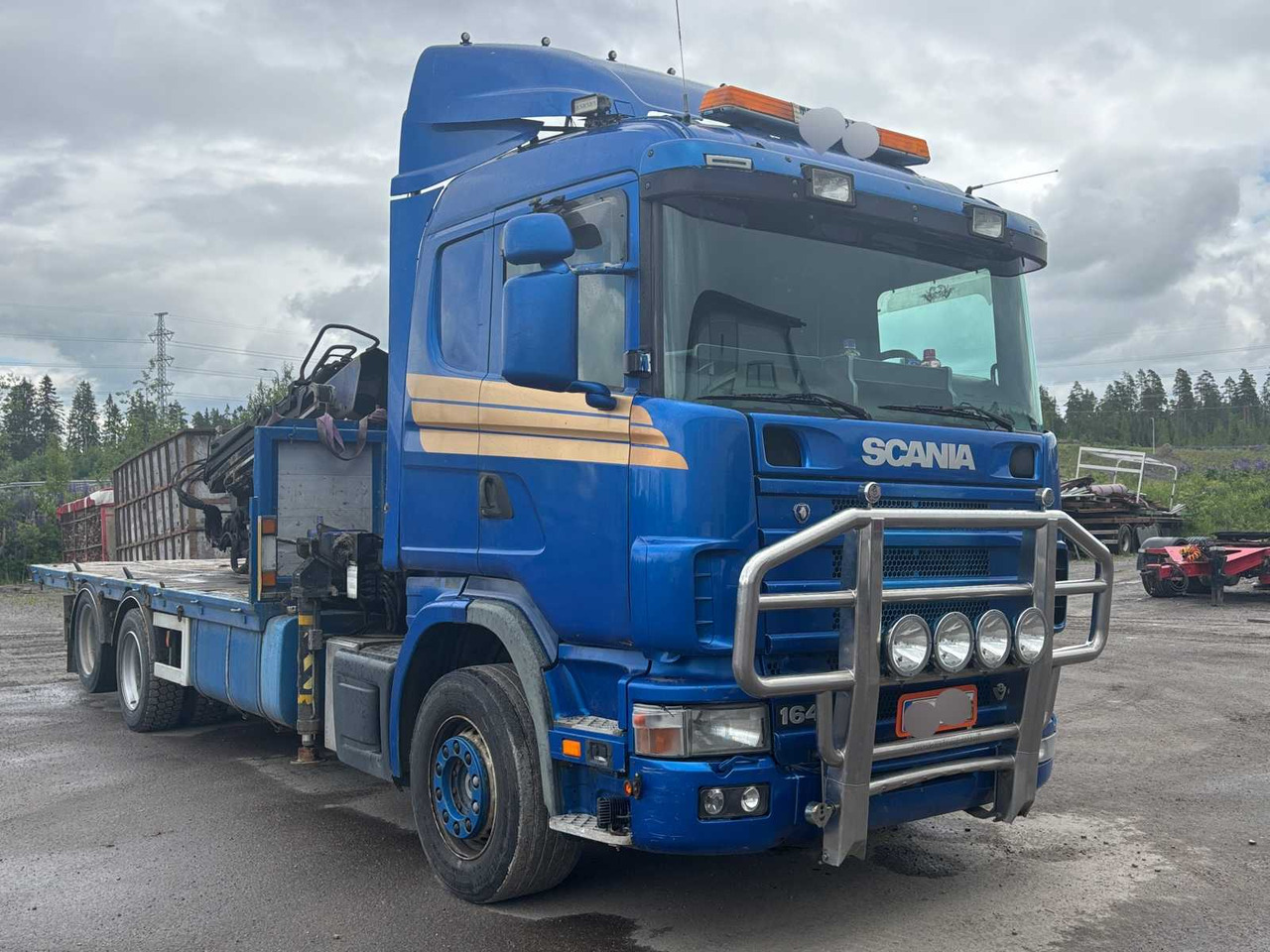 Truck Scania R 164 460 + crane PM 35.5 SP - Camion plateau, Camion grue: photos 3 Truck Scania R 164 460 + crane PM 35.5 SP - Camion plateau, Camion grue: photos 3