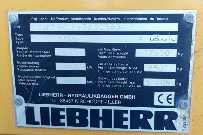 Liebherr A 316 LITRONIC TL + 2005 DEUTZ 13400 STD. Liebherr A 316 LITRONIC TL + 2005 DEUTZ 13400 STD. - Pelle sur pneus: photos 4 Liebherr A 316 LITRONIC TL + 2005 DEUTZ 13400 STD. Liebherr A 316 LITRONIC TL + 2005 DEUTZ 13400 STD. - Pelle sur pneus: photos 4