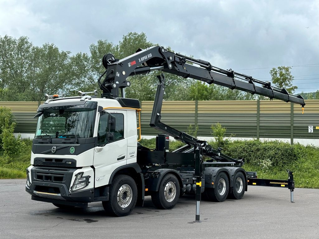 Volvo FMX 500 8x4 Abrollkipper + Kran Hiab 658-6 - Camion ampliroll, Camion grue: photos 1 Volvo FMX 500 8x4 Abrollkipper + Kran Hiab 658-6 - Camion ampliroll, Camion grue: photos 1