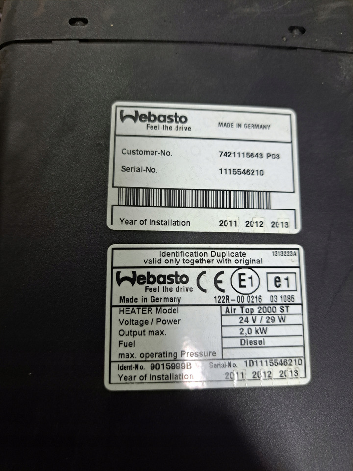 WEBASTO WEBASTO AIR TOP 2000ST ADR RENAULT PREMIUM MIDLUM DXI VOLVO FL FE - Chauffage/ Ventilation pour Camion: photos 5 WEBASTO WEBASTO AIR TOP 2000ST ADR RENAULT PREMIUM MIDLUM DXI VOLVO FL FE - Chauffage/ Ventilation pour Camion: photos 5