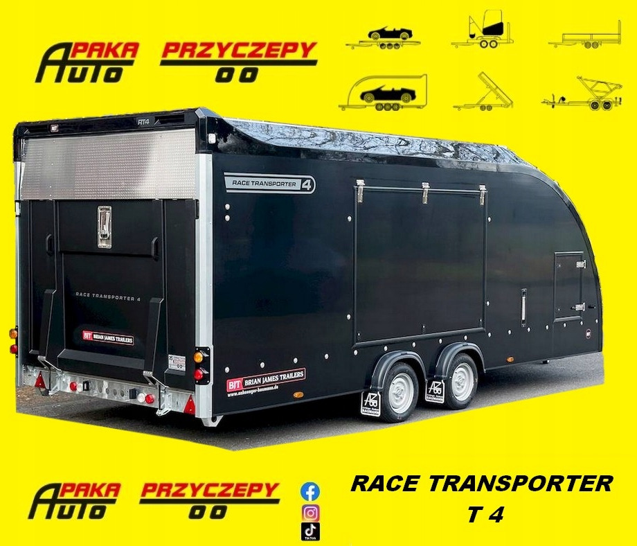 LAWETA ZAMKNIĘTA BJT RACE TRANSPORTER 4 - U NAS KOLOR CZARNY OD RĘKI / BJT RACE TRANSPORTER 4 CLOSED TRAILER - AVAILABLE IN BLACK NOW - Remorque porte-voitures: photos 1 LAWETA ZAMKNIĘTA BJT RACE TRANSPORTER 4 - U NAS KOLOR CZARNY OD RĘKI / BJT RACE TRANSPORTER 4 CLOSED TRAILER - AVAILABLE IN BLACK NOW - Remorque porte-voitures: photos 1