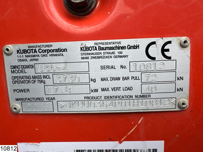Engins de chantier Kubota U 36 17,8 kW, 1.794 hours: photos 9