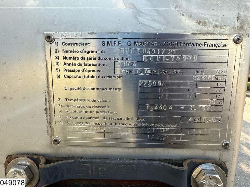 Magyar Chemie 22500 liter - Semi-remorque citerne: photos 5 Magyar Chemie 22500 liter - Semi-remorque citerne: photos 5