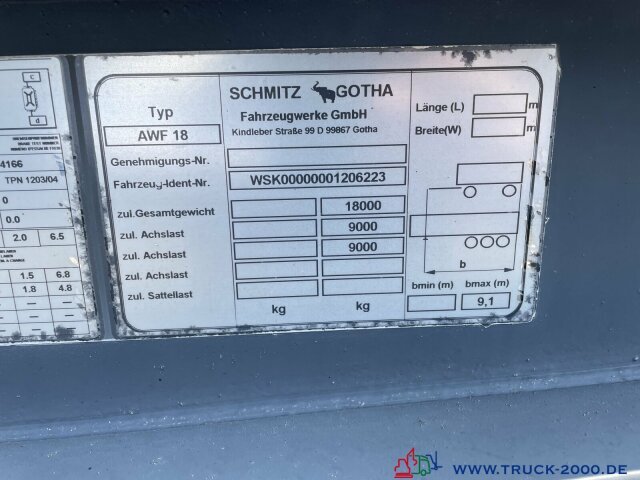 Schmitz Cargobull AWF 18 BDF SAF Achsen Scheibenbremsen - Remorque porte-conteneur/ Caisse mobile: photos 4 Schmitz Cargobull AWF 18 BDF SAF Achsen Scheibenbremsen - Remorque porte-conteneur/ Caisse mobile: photos 4