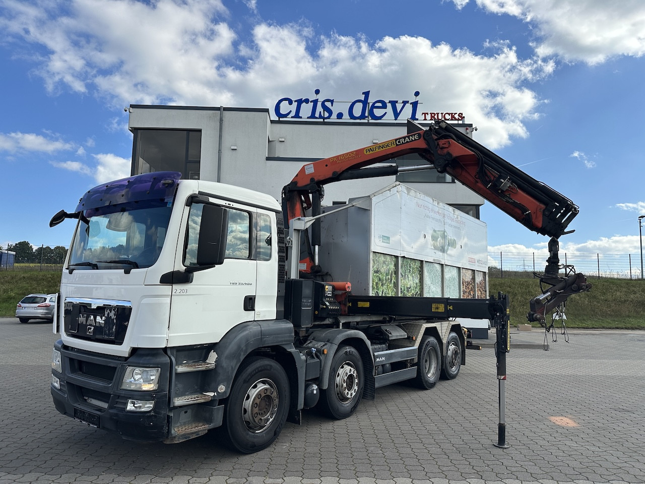 MAN TGS 35.400 8x2 Intarder PK 16502 Glasmulde - Camion ampliroll, Camion grue: photos 1 MAN TGS 35.400 8x2 Intarder PK 16502 Glasmulde - Camion ampliroll, Camion grue: photos 1