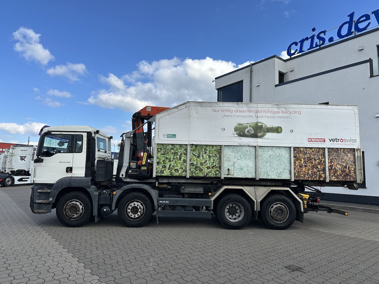 MAN TGS 35.400 8x2 Intarder PK 16502 Glasmulde - Camion ampliroll, Camion grue: photos 5 MAN TGS 35.400 8x2 Intarder PK 16502 Glasmulde - Camion ampliroll, Camion grue: photos 5