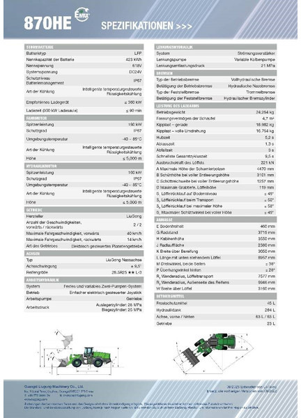 LIUGONG 870 HE vollelektrisch, 24.2 t, 4.7-5.2 cbm - Chargeuse sur pneus: photos 2 LIUGONG 870 HE vollelektrisch, 24.2 t, 4.7-5.2 cbm - Chargeuse sur pneus: photos 2