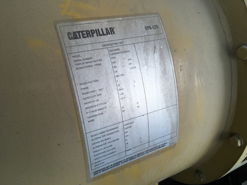 Groupe électrogène Caterpillar 3456 GENERATOR 455KVA USED: photos 6 Groupe électrogène Caterpillar 3456 GENERATOR 455KVA USED: photos 6