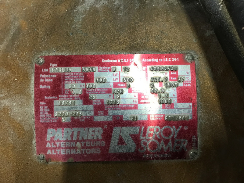 Cummins KTA19-G3 GENERATOR 500KVA USED - Groupe électrogène: photos 5 Cummins KTA19-G3 GENERATOR 500KVA USED - Groupe électrogène: photos 5