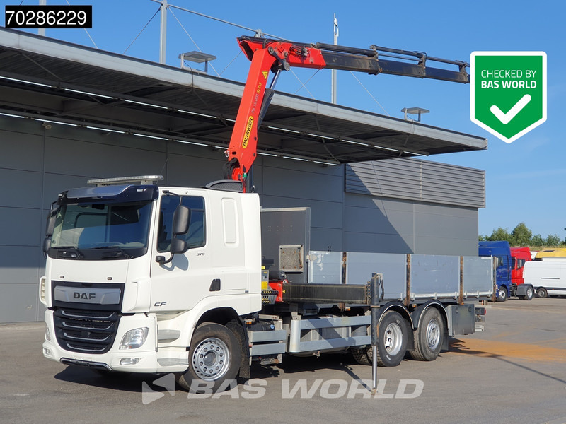 DAF CF 370 CF 6X2 Palfinger PK19.001 SLD D Kran Crane ACC Lift+lenkasche Euro 6 - Camion plateau, Camion grue: photos 1 DAF CF 370 CF 6X2 Palfinger PK19.001 SLD D Kran Crane ACC Lift+lenkasche Euro 6 - Camion plateau, Camion grue: photos 1