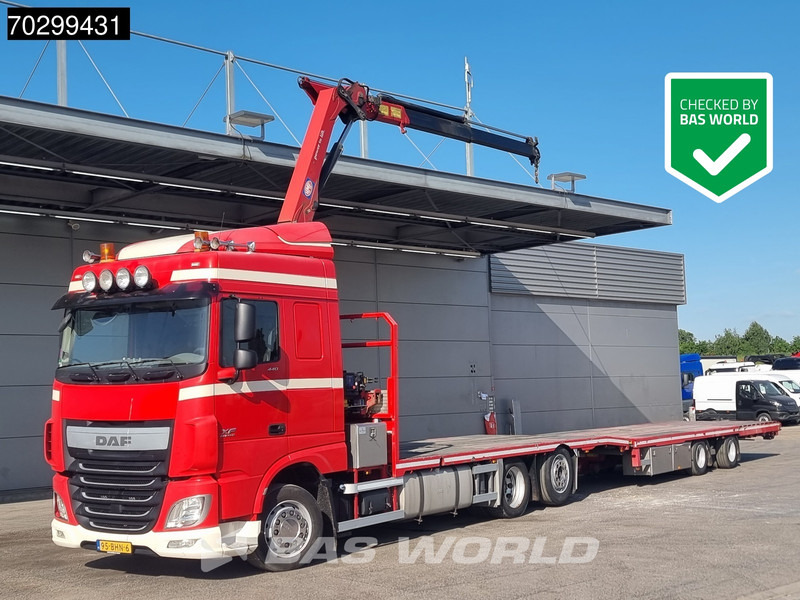 DAF XF 440 6X2 NL-combi Transporter HMF 900-K2 Kran Winch Lift-Lenkachse Euro 6 - Camion plateau, Camion grue: photos 1 DAF XF 440 6X2 NL-combi Transporter HMF 900-K2 Kran Winch Lift-Lenkachse Euro 6 - Camion plateau, Camion grue: photos 1