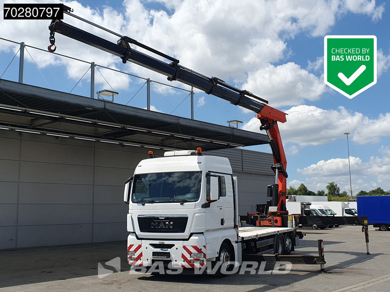 MAN TGX 26.440 6X2 Palfinger PK 53002 SH Kran Crane Steering Axle Automatic Euro 5 - Camion plateau, Camion grue: photos 1 MAN TGX 26.440 6X2 Palfinger PK 53002 SH Kran Crane Steering Axle Automatic Euro 5 - Camion plateau, Camion grue: photos 1