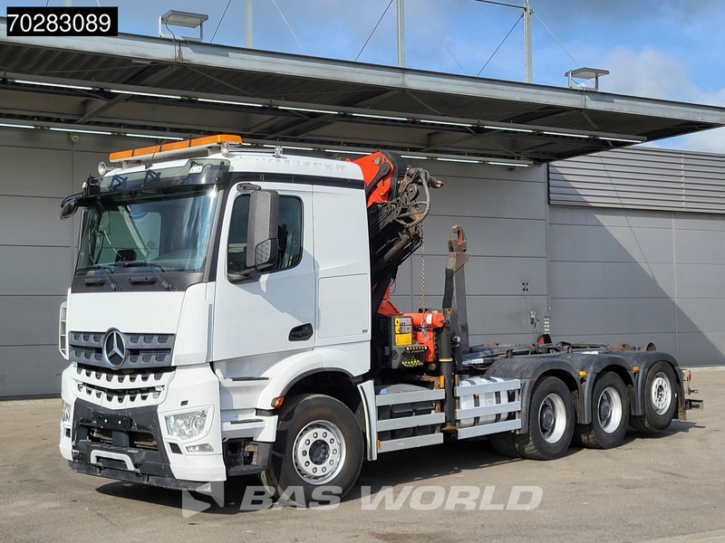Camion ampliroll, Camion grue Mercedes-Benz Actros 3245 Actros 8X4 Palfinger PK22002 EH Crane 17tons hooklift Big-Axle Lift+Lenkachse Navi Euro 6: photos 12