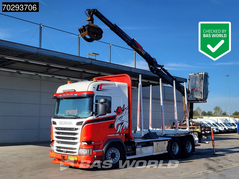 Scania R450 R 6X4 NL-Truck Kesla 2110T Crane Kran Holztransport Manual ACC Xenon Euro 6 - Camion grumier, Camion grue: photos 1 Scania R450 R 6X4 NL-Truck Kesla 2110T Crane Kran Holztransport Manual ACC Xenon Euro 6 - Camion grumier, Camion grue: photos 1