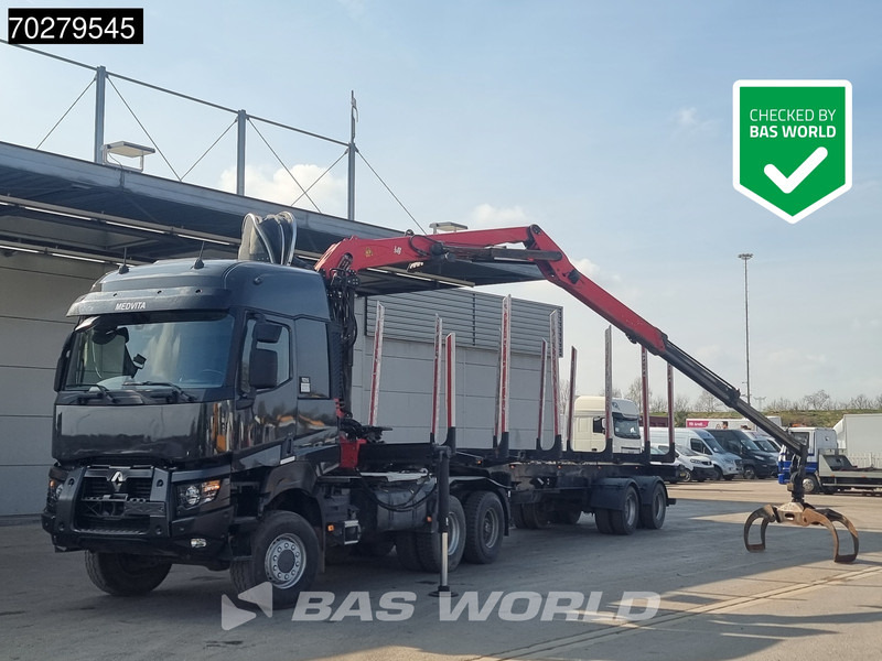 Renault K 520 6X6 6x6 Big-Axle Steelsuspension Holz Kran Palfinger Q180Z96 Optibrake+ Drumbrakes - Tracteur routier: photos 1 Renault K 520 6X6 6x6 Big-Axle Steelsuspension Holz Kran Palfinger Q180Z96 Optibrake+ Drumbrakes - Tracteur routier: photos 1