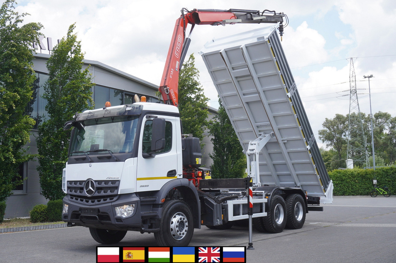 MERCEDES-BENZ AROCS 2633 6x4 / 5.5 T crane FASSI F135 / Tipper 15 EPAL - Camion benne, Camion grue: photos 1 MERCEDES-BENZ AROCS 2633 6x4 / 5.5 T crane FASSI F135 / Tipper 15 EPAL - Camion benne, Camion grue: photos 1