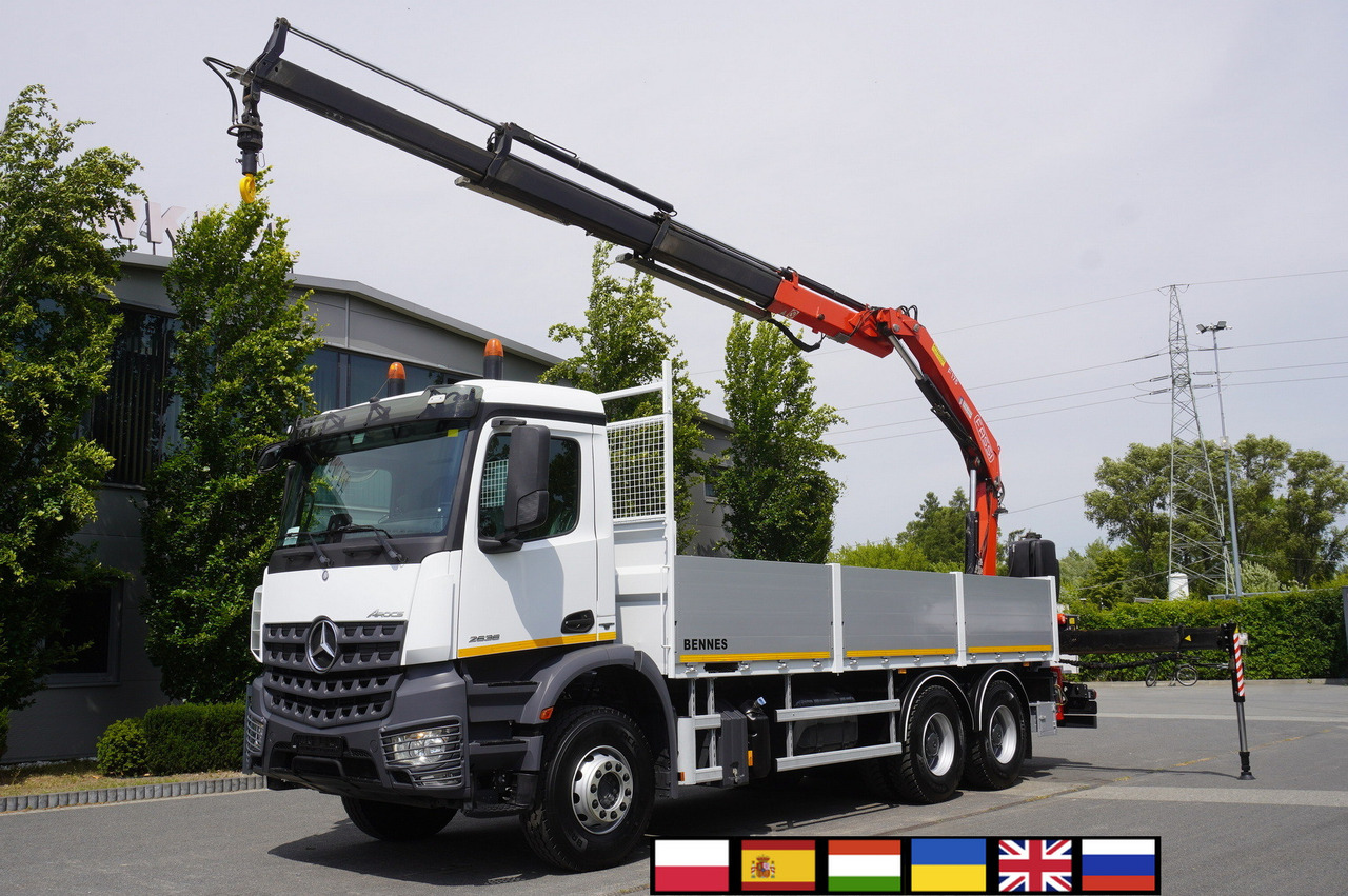 MERCEDES-BENZ Arocs 2633 flatbed truck / Crane FASSI F155A.0.23 / REMOTE CONTROL / 230,000 km - Camion plateau, Camion grue: photos 1 MERCEDES-BENZ Arocs 2633 flatbed truck / Crane FASSI F155A.0.23 / REMOTE CONTROL / 230,000 km - Camion plateau, Camion grue: photos 1