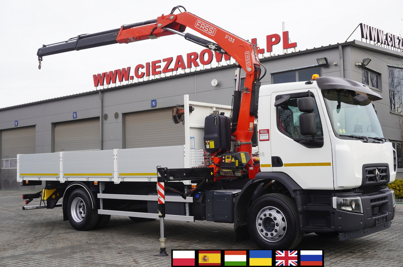 RENAULT C280 DTI 8 / FASSI crane 5.6 T / range 8 m / Flatbed 15 EPAL - Camion grue: photos 1 RENAULT C280 DTI 8 / FASSI crane 5.6 T / range 8 m / Flatbed 15 EPAL - Camion grue: photos 1