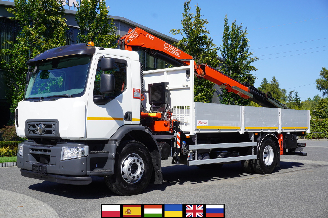 RENAULT C280 DTI 8 / FASSI crane 5.6 T / range 8 m / Flatbed 15 EPAL - Camion plateau, Camion grue: photos 1 RENAULT C280 DTI 8 / FASSI crane 5.6 T / range 8 m / Flatbed 15 EPAL - Camion plateau, Camion grue: photos 1