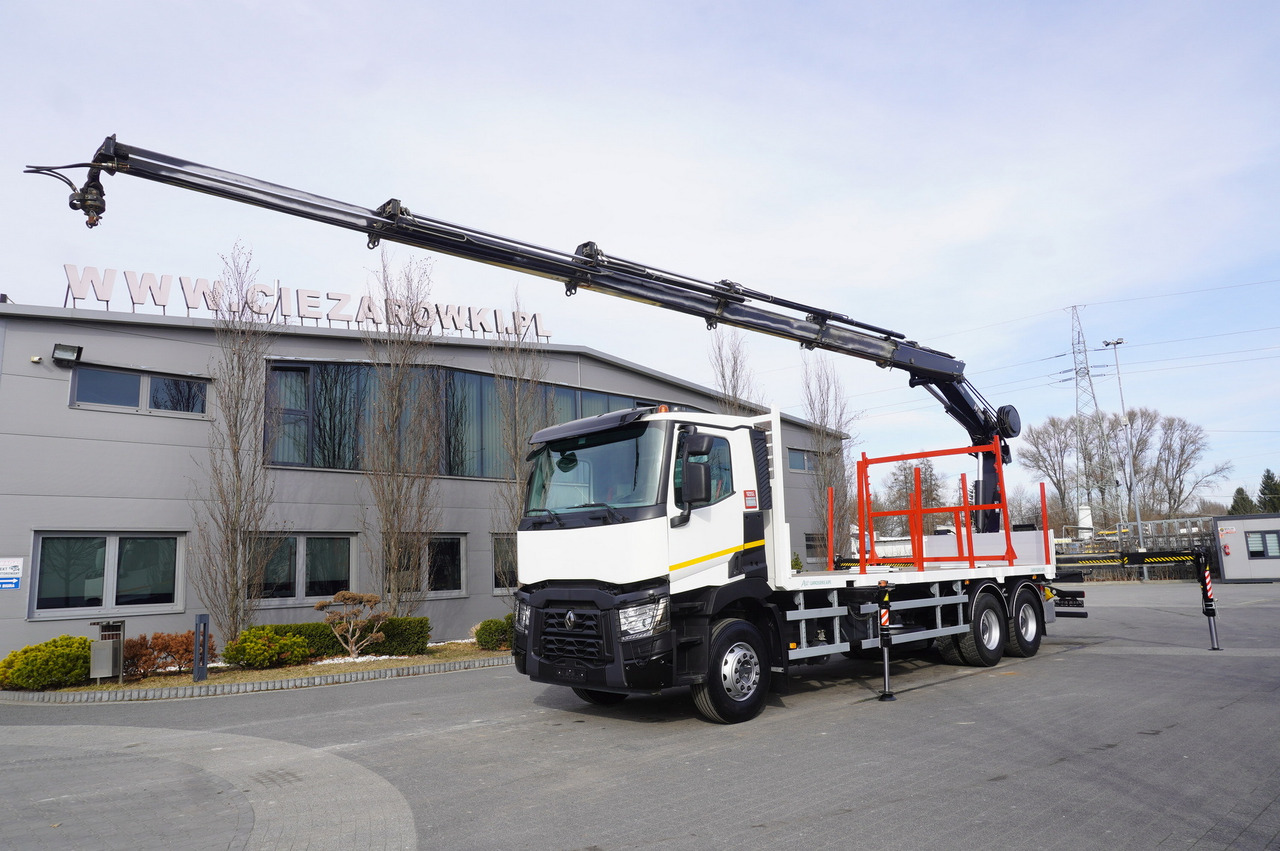 RENAULT C430 / HIAB 244 EP-5 HIDUO crane 8400 kg 15 m / Platform with stanchions - Camion grue: photos 2 RENAULT C430 / HIAB 244 EP-5 HIDUO crane 8400 kg 15 m / Platform with stanchions - Camion grue: photos 2