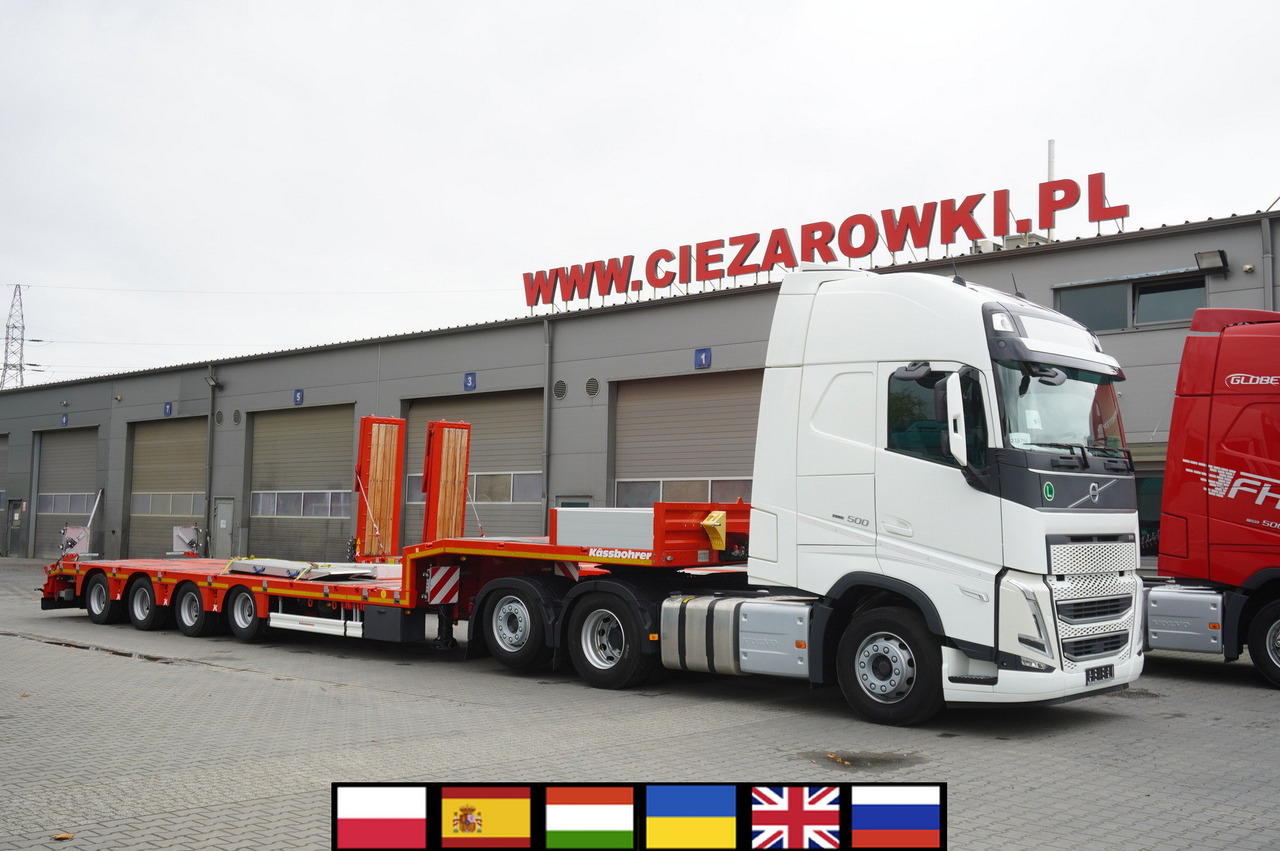 VOLVO FH 500 6 × 2 Globetrotter XL / 2023 / 114 thousand km / Brand-new low-loader Kässbohrer LB3E semi-trailer - Camion porte-voitures: photos 1 VOLVO FH 500 6 × 2 Globetrotter XL / 2023 / 114 thousand km / Brand-new low-loader Kässbohrer LB3E semi-trailer - Camion porte-voitures: photos 1