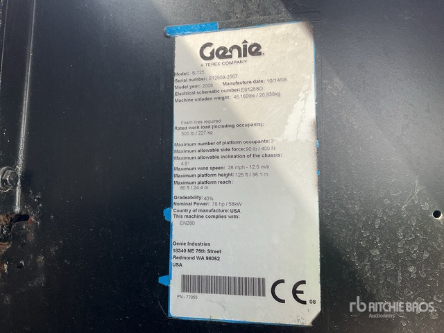 2008 Genie S125 Articulating Boom Lift - Nacelle articulée: photos 2 2008 Genie S125 Articulating Boom Lift - Nacelle articulée: photos 2