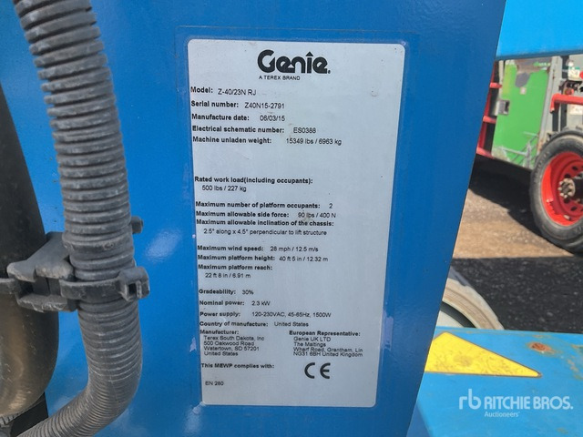 2015 Genie Z40/23NRJ Articulating Boom Lift - Nacelle articulée: photos 1 2015 Genie Z40/23NRJ Articulating Boom Lift - Nacelle articulée: photos 1