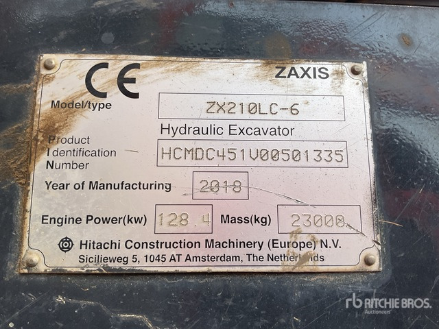 2018 Hitachi ZX210LC-6 Tracked Excavator - Pelle sur chenille: photos 3 2018 Hitachi ZX210LC-6 Tracked Excavator - Pelle sur chenille: photos 3
