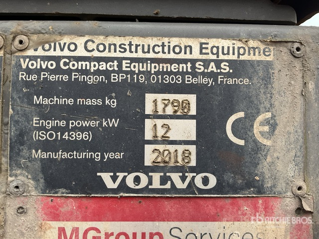 2018 Volvo EC18D Mini Excavator: <6.6t - Mini pelle: photos 5 2018 Volvo EC18D Mini Excavator: <6.6t - Mini pelle: photos 5