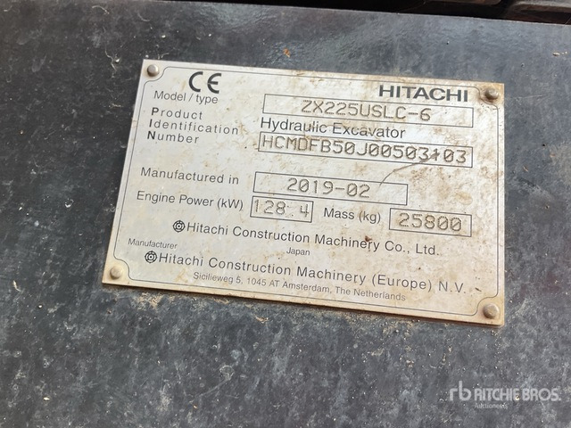 2019 Hitachi ZX225USLC-6 Tracked Excavator - Pelle sur chenille: photos 3 2019 Hitachi ZX225USLC-6 Tracked Excavator - Pelle sur chenille: photos 3