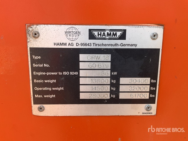 2003 Hamm GRW18 8 Wheel Pneumatic Roller - Compacteur à pneus: photos 1 2003 Hamm GRW18 8 Wheel Pneumatic Roller - Compacteur à pneus: photos 1