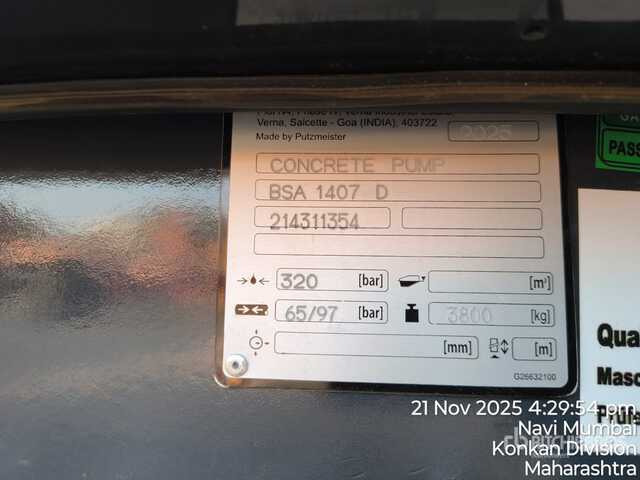 2025 Putzmeister BSA1407D Portable (Unused) Concrete Pump - Pompe à béton stationnaire: photos 2 2025 Putzmeister BSA1407D Portable (Unused) Concrete Pump - Pompe à béton stationnaire: photos 2