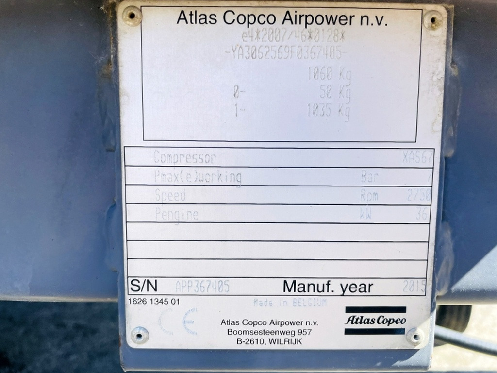 Atlas Copco XAS67 (4057) - Compresseur d'air: photos 3 Atlas Copco XAS67 (4057) - Compresseur d'air: photos 3