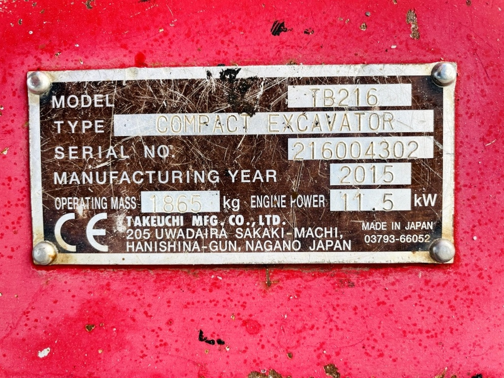 Takeuchi TB216 (4095) - Mini pelle: photos 3 Takeuchi TB216 (4095) - Mini pelle: photos 3