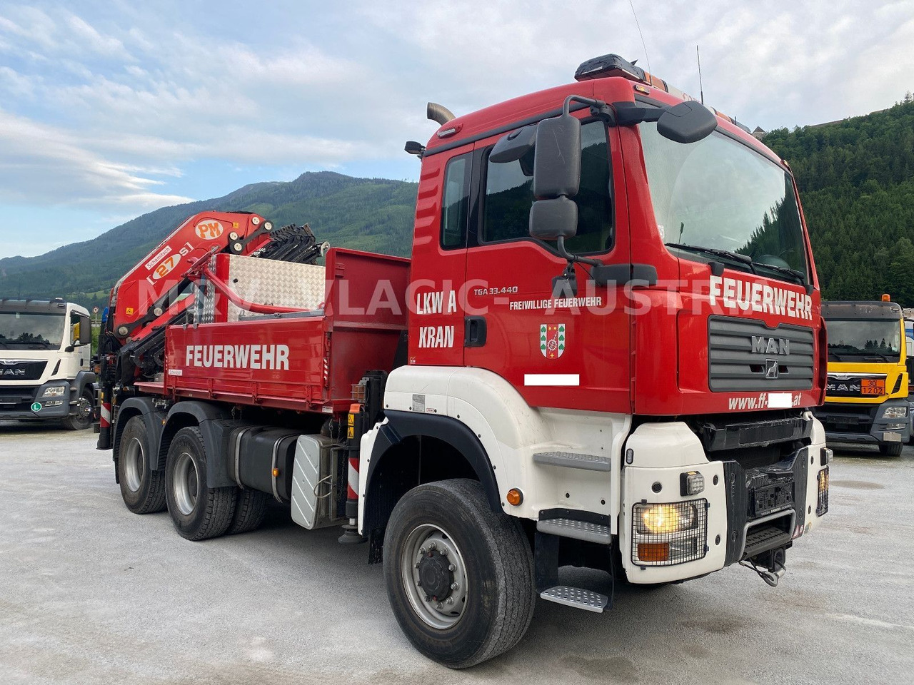 MAN 33.440 6x6 KRAN PM27 und Frontseilwinde 60lm - Camion plateau, Camion grue: photos 2 MAN 33.440 6x6 KRAN PM27 und Frontseilwinde 60lm - Camion plateau, Camion grue: photos 2