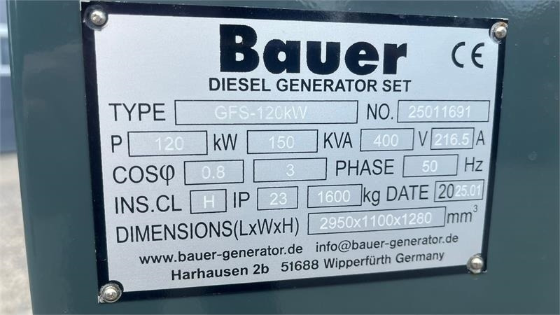 Bauer GFS-120 ATS, 120 kW/150 kVA - Groupe électrogène: photos 3 Bauer GFS-120 ATS, 120 kW/150 kVA - Groupe électrogène: photos 3