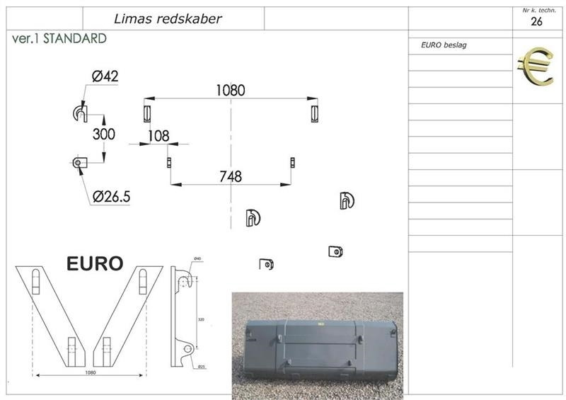 Limas Ny 1,5m Alm. skovl med Euro - Godet pour chargeur pour Machine agricole: photos 2 Limas Ny 1,5m Alm. skovl med Euro - Godet pour chargeur pour Machine agricole: photos 2
