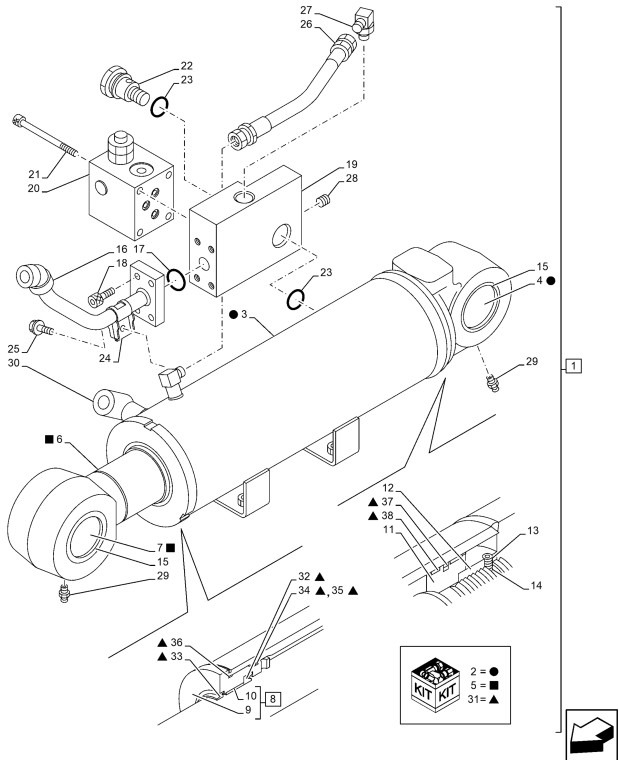 Case KMV25510 - Vérin hydraulique pour Engins de chantier: photos 2 Case KMV25510 - Vérin hydraulique pour Engins de chantier: photos 2
