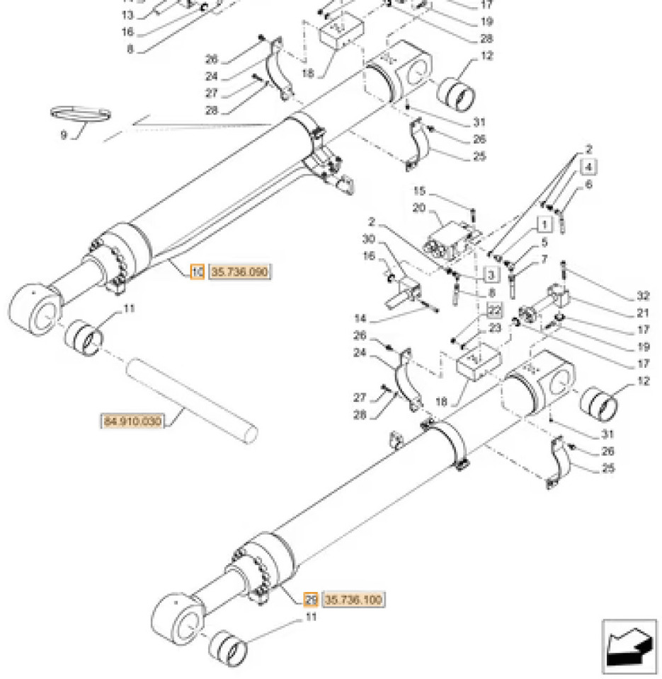 Case KWV13880 - KWV13880 RH - Vérin hydraulique pour Engins de chantier: photos 1 Case KWV13880 - KWV13880 RH - Vérin hydraulique pour Engins de chantier: photos 1
