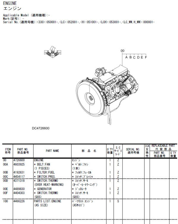 Hitachi 4726600 - AA-6HK1XQA-S - Moteur et pièces pour Engins de chantier: photos 1 Hitachi 4726600 - AA-6HK1XQA-S - Moteur et pièces pour Engins de chantier: photos 1