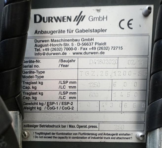 DURWEN TGZ.25.1200 SC - Fourches pour Chariot élévateur: photos 4 DURWEN TGZ.25.1200 SC - Fourches pour Chariot élévateur: photos 4
