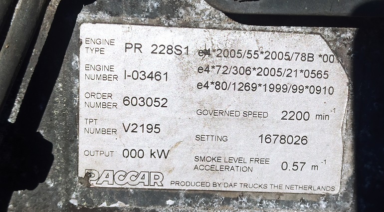 DAF PACCAR CF 75 310 PR228S1 - Moteur et pièces pour Camion: photos 4 DAF PACCAR CF 75 310 PR228S1 - Moteur et pièces pour Camion: photos 4