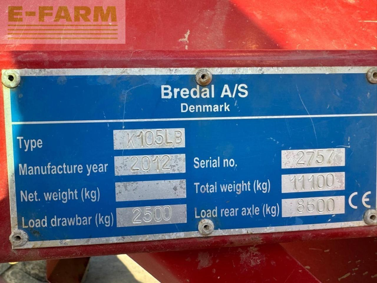 Distributeur d'engrais Bredal K105LB: photos 8
