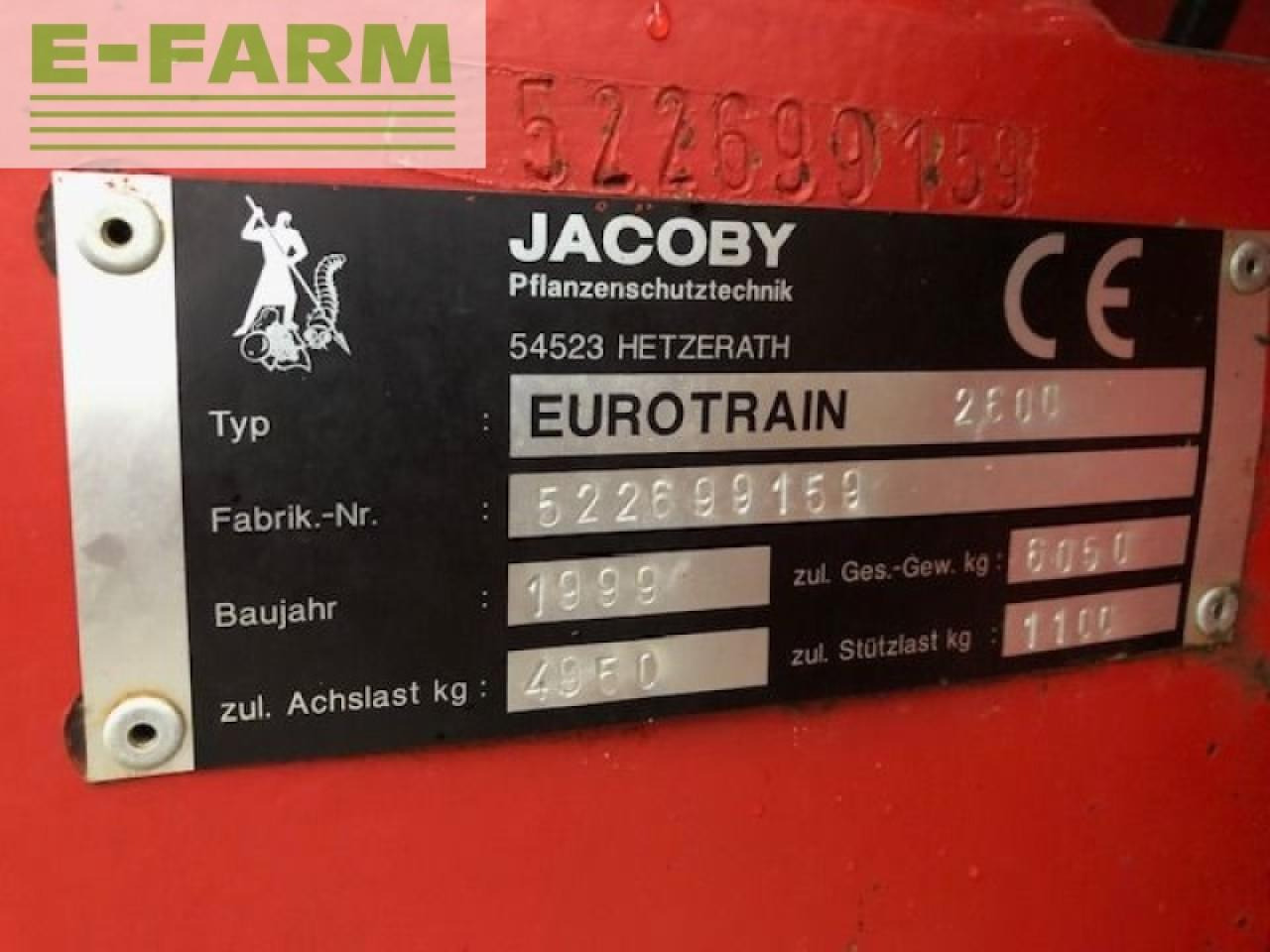 Jacoby eurotrain 2600 - Pulvérisateur traîné: photos 2 Jacoby eurotrain 2600 - Pulvérisateur traîné: photos 2